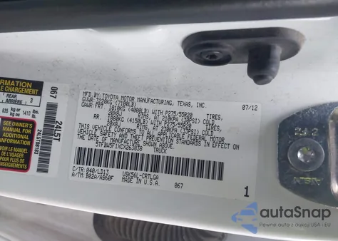 2012 Toyota Tundra Limited 5.7L V8 z USA, uszkodzony, nr VIN 5TFBW5F1XCX263838